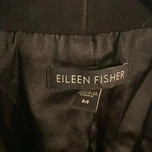 Eileen Fisher women’s blazer - medium - leather trim - black -hook closure - Picture 3 of 8